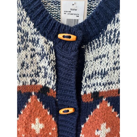 NWT MOTHER Alpaca-Blend Cardigan The Long Drop Abstract SZ LARGE - Picture 7 of 7